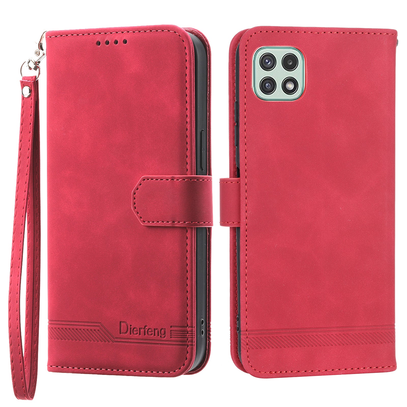 DIERFENG DF-03 Stand Phone Case for Samsung Galaxy A22 5G (EU Version) Lines Imprinted PU Leather Wallet Cover DIERFENG DF-03 Stand Phone Case for Samsung Galaxy A22 5G (EU Version) Lines Imprinted PU Leather Wallet Cover